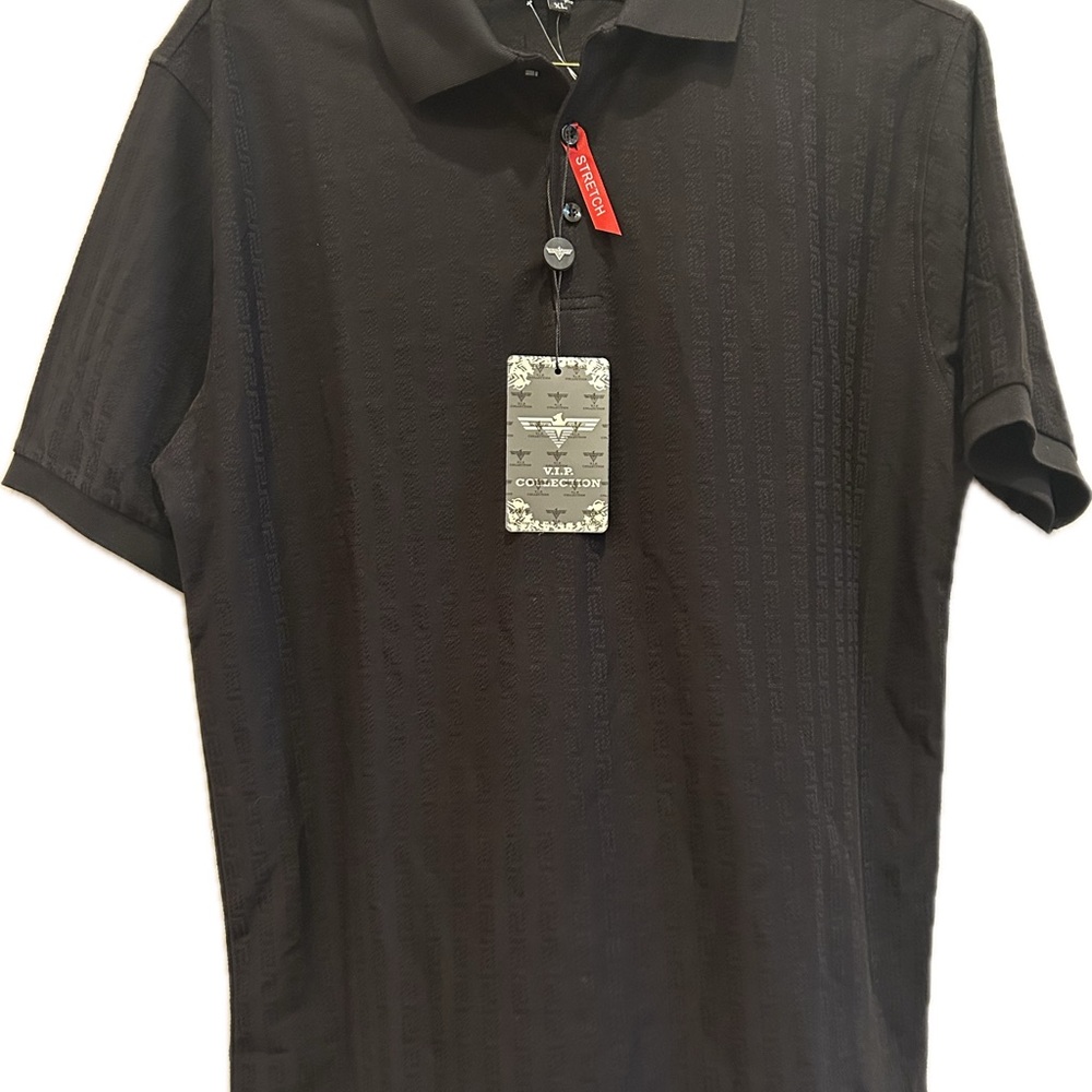 VIP Collection Polo Shirt XL Black Performance Active Casual Golf NWT